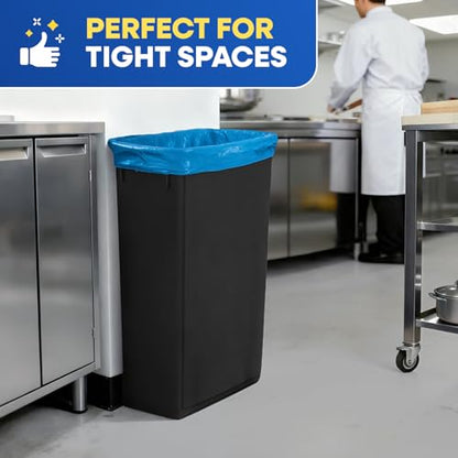 PLASTIC PRINCE 23 Gallon Slim Trash Can Kitchen, Commercial Tall Trash Bin Narrow, Rectangular Slim Jim Skinny Garbage Can for Home Garage Cabinet Restaurant, Black - style: Black Can