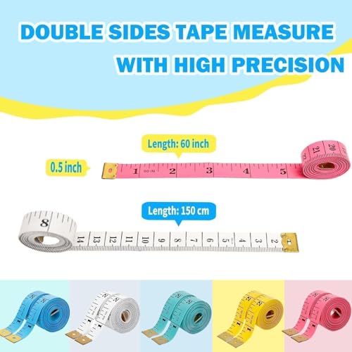 60-Inch/150-Cm Double Scale Rule, Tape Measure Soft Ruler, Measuring for Weight Loss, Sewing Tailor Craft Ruler Yellow