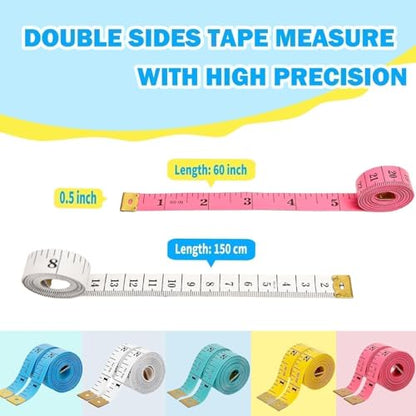 60-Inch/150-Cm Double Scale Rule, Tape Measure Soft Ruler, Measuring for Weight Loss, Sewing Tailor Craft Ruler Yellow