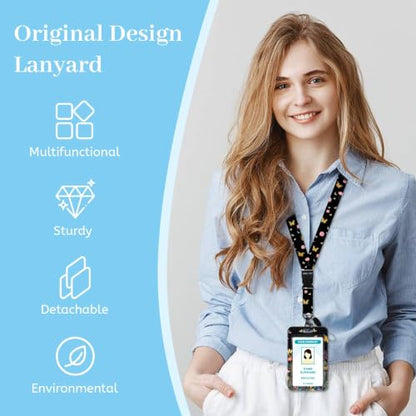 Hancynir Butterfly Lanyard for Id Badge, Badge Holder Retractable Reel Clip - color: Butterfly Floral