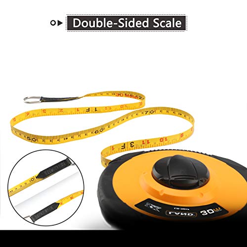 LAND 100FT/30M Fiberglass Tape Measure - Dual-Inch/Metric Scale, Lightweight & Durable, Portable Long Measuring Tape for Construction, Surveying, Landscaping - size: 30 m