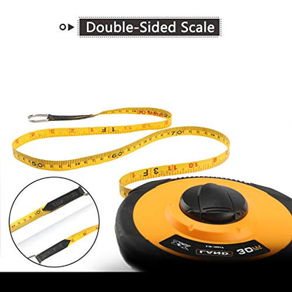 LAND 100FT/30M Fiberglass Tape Measure - Dual-Inch/Metric Scale, Lightweight & Durable, Portable Long Measuring Tape for Construction, Surveying, Landscaping - size: 30 m