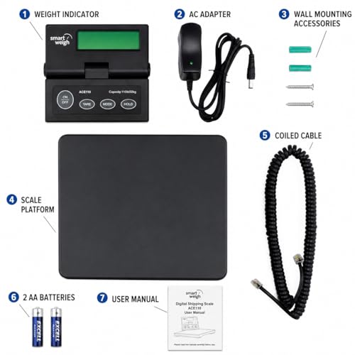 Smart Weigh Shipping & Postal Scale, 110 lb (50 kg) x 0.1 oz, Wall-Mount - color: 110 lbs
