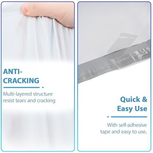 NB 12x15.5 Inch – 100 Pcs White Poly Mailers Strong Adhesive Self-Seal Shipping Envelopes, Tear & Water Resistant Packaging for E-Commerce and Small Business - color: White, size: 12"x15.5" 100pcs