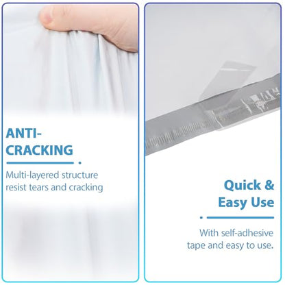 NB 12x15.5 Inch – 100 Pcs White Poly Mailers Strong Adhesive Self-Seal Shipping Envelopes, Tear & Water Resistant Packaging for E-Commerce and Small Business - color: White, size: 12"x15.5" 100pcs