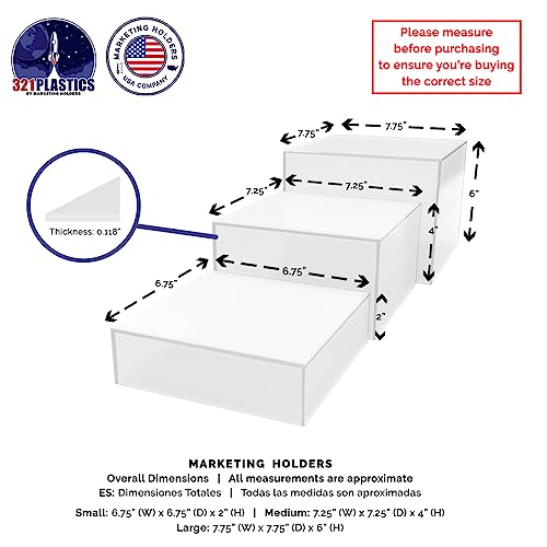 Marketing Holders 3 Piece Acrylic Display Boxes Retail Frosted Product Riser 2", 4", 6" High Cake Display Boxes Nesting Bins No Lid One Open Side Merchandise Storage Box - size: 3 Piece Set Frosted