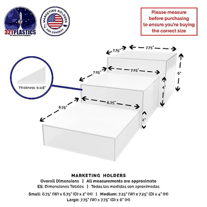 Marketing Holders 3 Piece Acrylic Display Boxes Retail Frosted Product Riser 2", 4", 6" High Cake Display Boxes Nesting Bins No Lid One Open Side Merchandise Storage Box - size: 3 Piece Set Frosted