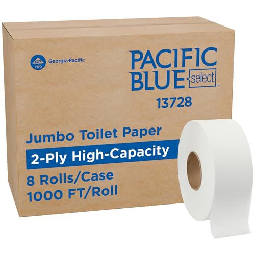 Pacific Blue Select by Georgia-Pacific PRO Jumbo Jr 2-Ply High-Capacity Toilet Paper, White, 1000 Feet Per Roll, 8 Toilet Tissue Rolls Per Case, 13728 - style: Pacific Blue Select
