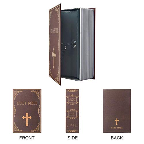 Small Sized Diversion Book Safe Storage Box, Dictionary Secret Hidden Box With Security Combination Lock/Key (Key, Bible) - style: Bible-Key