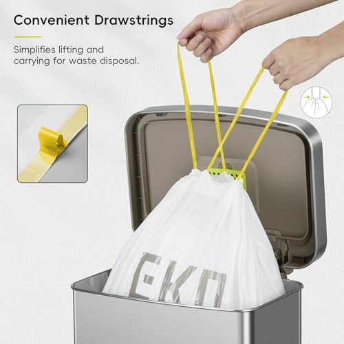 EKO 21 Gallon / 50-90 Liter, Drawstring TrashBags,Extra-Strong Garbage Bags,Lemon Zest Scent-Continuous Odor Control,Easy-Dispense Roll for Kitchen & Household Use, Code G,White, 60 Count (Pack of 4) - size: 60 Count (Pack of 4), style: 21 Gallon Bags/Cod