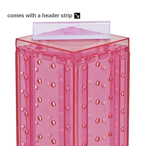 Azar Displays 700220-PNK-2C16 Four-Sided 4”W x 12” Revolving Pegboard Tower Kit Counter Display with 16-Pack of 2 inch Locking Hooks, Pink - color: Pink, style: Pegboard + Hooks