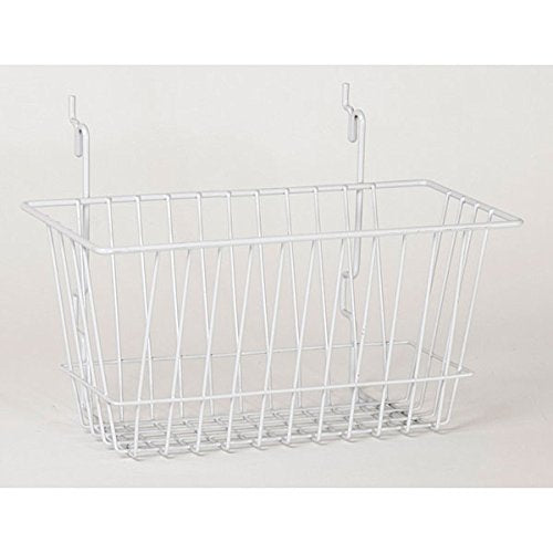 Wire Basket Slatwall Gridwall Pegboard Display Store Fixture Lot of 6 White NEW