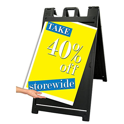 Plasticade Signicade Deluxe A Frame Sidewalk Curb Sign in Black - size: 24 x 36 inches