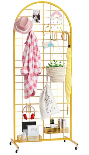 Aseem Metal Grid Wall Panels Display Stand Gold Movable 2x5.2FT, 1PCS - color: Gold, size: 5.2 FT