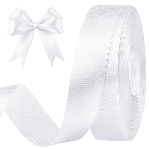 White Satin Ribbon, 1 Inch, 50 Yards - color: white