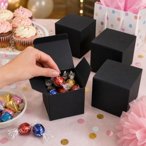 Aosric Black Gift Boxes with Lids 4x4x4 Inch, 24 Pack - color: Black