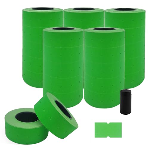 Motex 1 Line Labels - 25,000 Green Blank Price and Date Gun Labels with 1 Ink Roll, Fits MX-5500 and Perco 1 Line Price and Date Guns - color: Green, size: 25 Rolls + 1 Ink