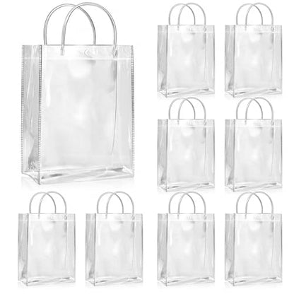SHIPKEY 10 PCS Clear Gift Bags with Handle 8x4x11in PVC Shopping Bag - color: Clear - Medium