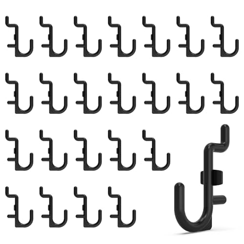HUHOLE 100PC Black Plastic Pegboard J Hooks for 1/4" Board - color: Black