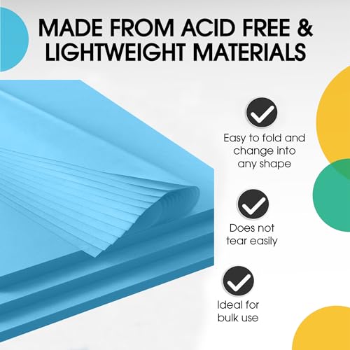 Party Solids Light Blue Tissue Paper for Gift Bags 15" X 20" 480 Sheets - color: Light Blue, size: 15" X 20"