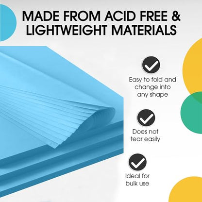 Party Solids Light Blue Tissue Paper for Gift Bags 15" X 20" 480 Sheets - color: Light Blue, size: 15" X 20"