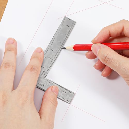 Mabor L Shaped Ruler Mini Measuring Tool, 2 inch by 4 inch Square Ruler 90 Degree Square L Rulers Framing Measuring Tools for Engineers Carpenter