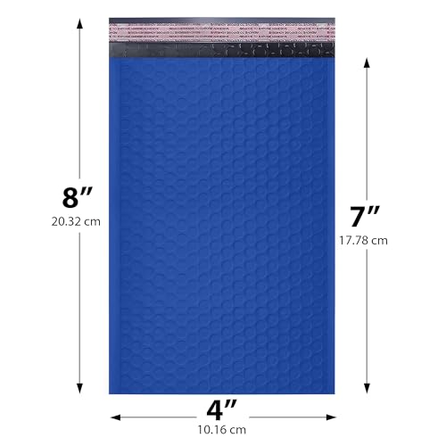 Royal Blue Bubble Mailers 4x8, Poly Padded Envelopes #000, 500 Pack - color: Royal Blue, size: 4"x8" / 500 Pack