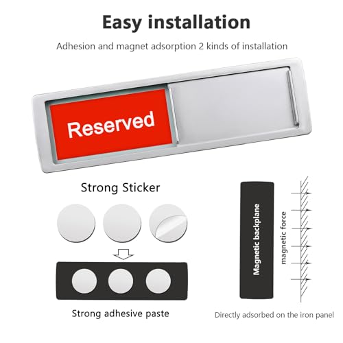 Available Reserved Privacy Door Sign,Vacant Occupied Sign for Home Office Restroom Conference Hotels Hospital, Slider Door Indicator Tells Whether Room Vacant or Occupied, 7'' x 2'' - Silver - style: Available Reserved-Silver
