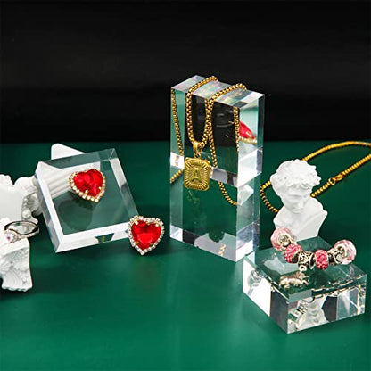 Vicenpal 4 Pieces Acrylic Square Display Block 2 x 2 x 1 Inches