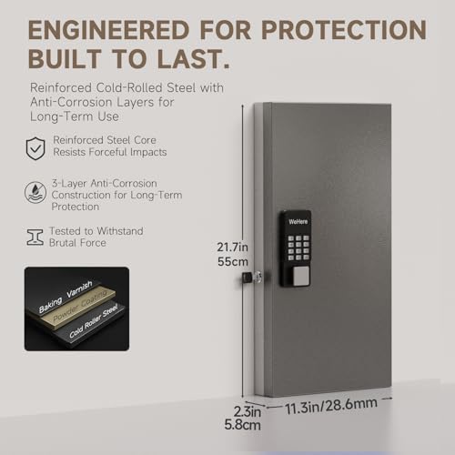 48 Key Lock Box Smart Key Organier Cabinet with Keypad & App for Office - size: 2.3inx11.3inx21.7in