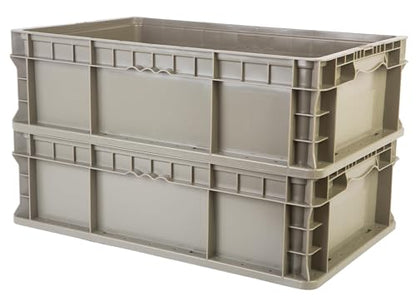 Hudson Exchange 24 x 15 x 7.5" Straight Wall Handled Storage Container Tote, Gray/Brown - color: Gray/Brown, size: 1 Pack