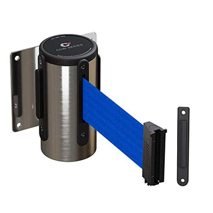 CCW 11 Ft Fixed Wall Mount Retractable Belt Barrier, Blue, Anti-Snapback - color: Blue, size: Solid Color