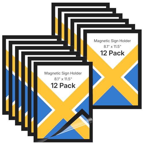 OWLKELA 12 Pack Magnetic Sign Holder, 8.5x11 Inch - size: 12 Pcs