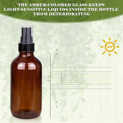 GIVAMEIHF 4 oz Amber Glass Spray Bottles for Essential Oils, Small, 35Pack - color: Dark Amber Glass Spray Bottles