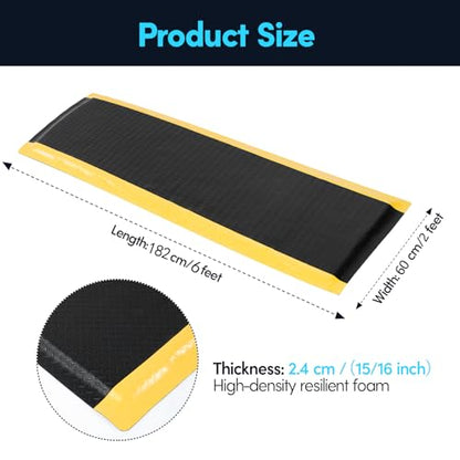 Anti Fatigue Mat 2x7 Ft 15/16" Thick Soft Sponge Ergonomic Mat - size: 83.9"L x 23.6"W x 0.9"Th