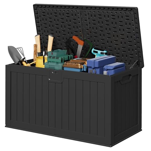 Devoko HDPE 240 Gallon Deck Box Double-Wall with Divider - color: Black, size: 240 Gallon 1 Pack
