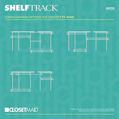 ClosetMaid ShelfTrack Wire Closet Organizer System, Adjustable from 5 to 8 Ft., with Shelves, Clothes Rods, Hardware, Durable Steel, White - color: White, size: 5 to 8 ft