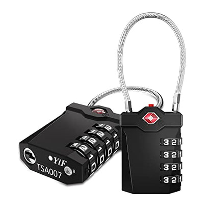ZHEGE TSA Approved Locks for Luggage, Inspection Indicator (2 Pack, Black) - color: 2p Black