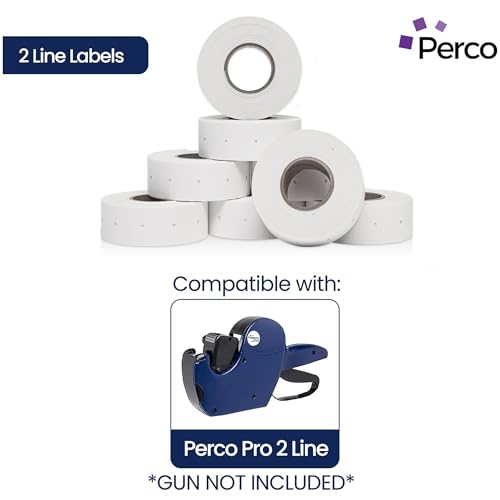 Perco 2 Line Freezer Adhesive Labels - 24,000 Blank Price and Date Gun Labels for Perco 2 Line Price and Date Guns - 32 Rolls, 4 Sleeves - Made in USA - size: 4 Sleeves