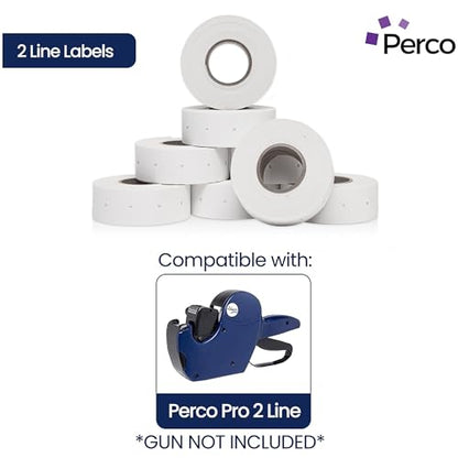 Perco 2 Line Freezer Adhesive Labels - 24,000 Blank Price and Date Gun Labels for Perco 2 Line Price and Date Guns - 32 Rolls, 4 Sleeves - Made in USA - size: 4 Sleeves
