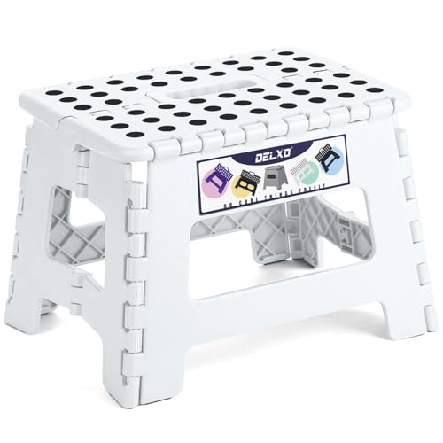 Delxo 9 Inch Kids Step Stool,300 Lbs Folding Step Stool for Toddler White - color: White, size: 9 Inch