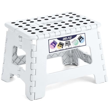 Delxo 9 Inch Kids Step Stool,300 Lbs Folding Step Stool for Toddler White - color: White, size: 9 Inch