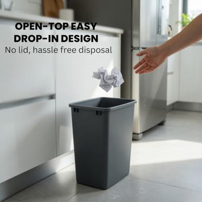 44-Quart, 11 Gallon Plastic Trash Can, 2 Grey Durable Garbage Bin - color: Grey, size: Double-Bins