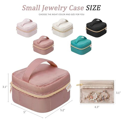 KarSyon Travel Jewelry Case Organizer Boxes with 8 Velvet Zipper Pouches - color: Dark Pink, size: Small