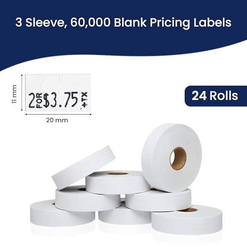 Pricing Labels for Monarch 1131 White - 60,000 Labels w/ 24 Rolls Value Pack, 3 Sleeves - Made in USA - color: White, size: 3 Sleeves
