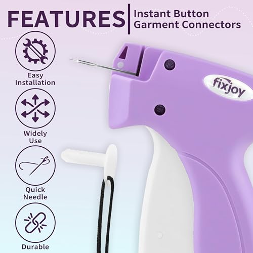 Upgraded Stitch Gun for clothes-Handheld sewing Kit & Hemming-Micro Tagging tool with Safety Storage Box, 6 Needles, 2000 Fasteners in Black and White - No Jam Quick Clothing Fixer(Purple)