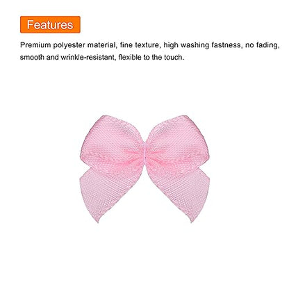 MECCANIXITY Mini Ribbon Bow 1" Mini Fabric Flower Bows Pink 150Pcs - color: Pink