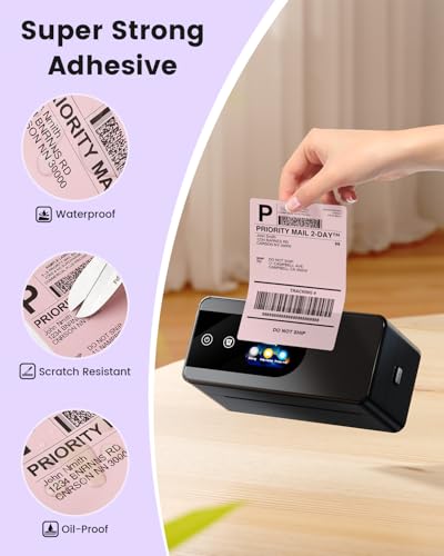 Phomemo 4x6 Thermal Shipping Label Pink, Commercial Grade, 250 Sheets/Stack - color: Pink-250