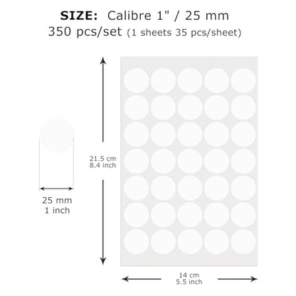 White Round Stickers 1 Inch Removable Vinyl Dot Labels 350 PCS - color: White