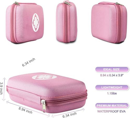 First Aid Kit 277PCS Car Home Camping Essentials Pink Emergency Kit Aid Bag - color: Pink-277pcs